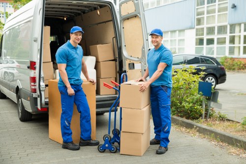 Packed household items ready for transport during a Crystal Palace relocation